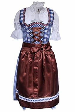 Alpenmärchen, 3tlg. Dirndl-Set - Trachtenkleid, Bluse, Schürze, Gr.42, blau-braun, ALM3064 von Alpenmärchen