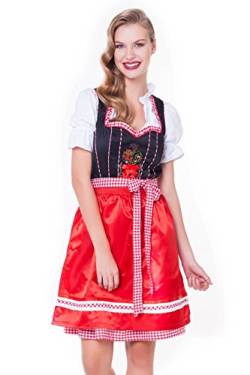 Alpenmärchen, 3tlg. Dirndl-Set - Trachtenkleid, Bluse, Schürze, Gr.46, schwarz-rot, ALM3090 von Alpenmärchen