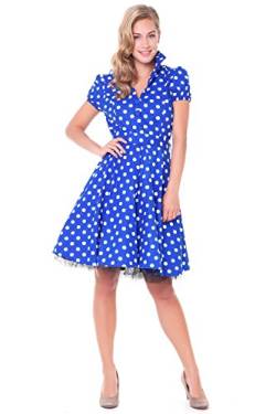 Alpenmärchen, Rockabilly Kleid Petticoat 50er Jahre Tanzkleid Retro Vintage Polka Dots, Grosse Punkte, blau, Gr. 44, RB08 von Alpenmärchen