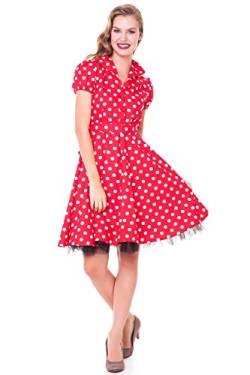 Alpenmärchen, Rockabilly Kleid Petticoat 50er Jahre Tanzkleid Retro Vintage Polka Dots, Grosse Punkte, rot, Gr. 50, RB07 von Alpenmärchen