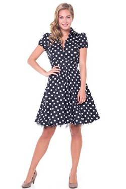 Alpenmärchen, Rockabilly Kleid Petticoat 50er Jahre Tanzkleid Retro Vintage Polka Dots, Grosse Punkte, schwarz, Gr. 50, RB06 von Alpenmärchen