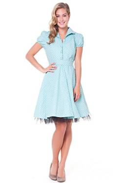 Alpenmärchen, Rockabilly Kleid Petticoat 50er Jahre Tanzkleid Retro Vintage Polka Dots, kleine Punkte, Mint, Gr. 36, RB011 von Alpenmärchen