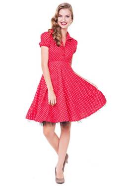 Alpenmärchen, Rockabilly Kleid Petticoat 50er Jahre Tanzkleid Retro Vintage Polka Dots, kleine Punkte, rot, Gr. 58, RB03 von Alpenmärchen