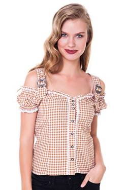 Alpenmärchen, Trachtenbluse Carmenbluse Landhaus Mieder, Gr.38,Hellbraun,BL008 von Alpenmärchen