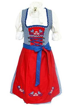 Alpenmärchen 3tlg. Dirndl-Set - Trachtenkleid, Bluse, Schürze, Gr.42, blau-rot, ALM1503 von Alpenmärchen