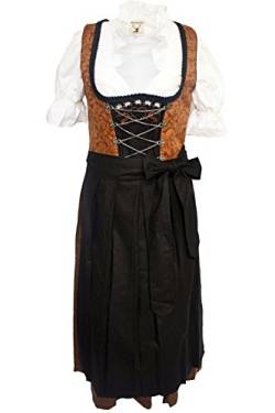 Alpenmärchen 3tlg. Dirndl-Set - Trachtenkleid, Bluse, Schürze, Größe - 42, braun von Alpenmärchen