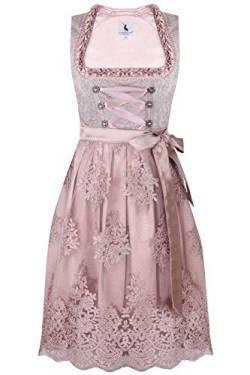 Alpenmärchen Midi Dirndl aus Exklusiver Kollektion inkl. Spitzenschürze, Altrosa, 32 von Alpenmärchen