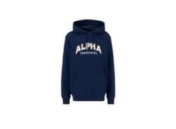 Hoodie ALPHA INDUSTRIES "ALPHA Men - Hoodies College Hoody" Gr. M, blau (ultra navy) Herren Sweatshirts von Alpha Industries