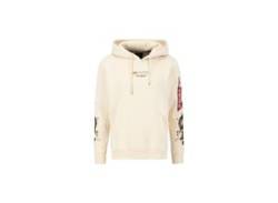 Hoodie ALPHA INDUSTRIES "ALPHA Men - Hoodies Dragon EMB Hoody" Gr. 2XL, weiß (jet stream white) Herren Sweatshirts von Alpha Industries