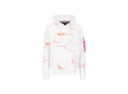 Hoodie ALPHA INDUSTRIES "ALPHA Men - Hoodies Lightning AOP Hoody" Gr. M, orange (white, orange) Herren Sweatshirts von Alpha Industries