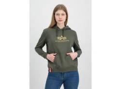 Hoodie ALPHA INDUSTRIES "ALPHA Women - Hoodies New Basic Hoody G Wmn" Gr. S, grün (dark olive) Damen Sweatshirts -jacken von Alpha Industries