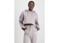 Hoodie ALPHA INDUSTRIES "ALPHA Women - Hoodies Organics Cropped OS Hoody Wmn" Gr. L, grau (organic grey) Damen Sweatshirts Oversize Shirts von Alpha Industries