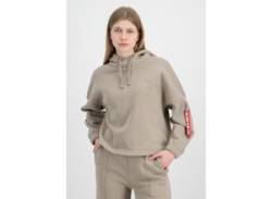 Hoodie ALPHA INDUSTRIES "ALPHA Women - Hoodies X-Fit Label OS Hoody Wmn" Gr. M, beige (vintage sand) Damen Sweatshirts -jacken von Alpha Industries