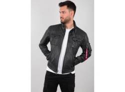 Lederjacke ALPHA INDUSTRIES "ALPHA Men - Leather & Faux Jackets Air Racer" Gr. M, schwarz (black) Herren Jacken Übergangsjacken von Alpha Industries