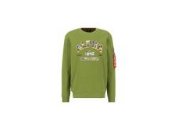 Sweater ALPHA INDUSTRIES "ALPHA Men - Sweatshirts College Camo Sweater" Gr. XL, grün (moss green) Herren Sweatshirts von Alpha Industries