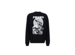 Sweater ALPHA INDUSTRIES "ALPHA Men - Sweatshirts Japan Wave Warrior Sweater" Gr. M, schwarz-weiß (black, white) Herren Sweatshirts von Alpha Industries