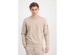 Sweater ALPHA INDUSTRIES "ALPHA Men - Sweatshirts Organics EMB Sweater" Gr. XL, beige (organic beige) Herren Sweatshirts von Alpha Industries