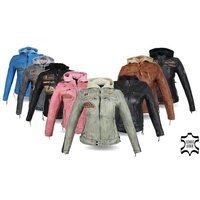 Alpha Speeds Motorradjacke Damen Lederjacke Freizeit Biker Highway Jacke (mit einem trennbaren Kapuze) aus einem weichem Lammleder, inklusive Protektoren von Alpha Speeds