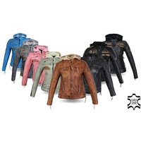 Alpha Speeds Motorradjacke Damen Lederjacke Freizeit Biker Highway Jacke (mit einem trennbaren Kapuze) aus einem weichem Lammleder, inklusive Protektoren von Alpha Speeds