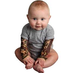 Alphahope Body für Neugeborene, Baby, Jungen, Tattoo, langärmlig, Patchwork, lässig, niedlich, Herbst, Body Pyjama für 3-24 Monate, Kinder (18-24 Monate, Grau) von Alphahope