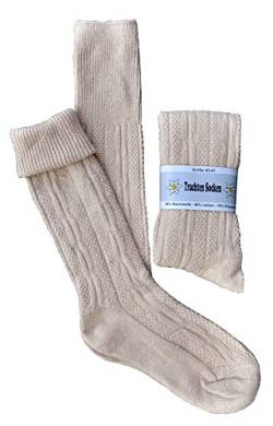 Alpin-Trachten Trachtensocken Kniestrümpfe Kniebundstrümpfe Zopfmuster Beige AT-69 (43-44) von Alpin-Trachten