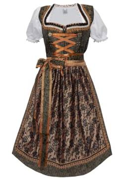 Dirndl Midi Dirndl Trachtenkleid Schwarz Gold mit Bluse 3 TLG. 60 cm - Gloria (42) von Alpin Trachten