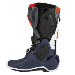 Alpinestars Herren Tech 10 Stiefel, Dunkelgrau/Dunkelblau/Rot Fluo (Größe 42), Mehrfarbig/Meereswellen (Ocean Tides) von Alpinestars