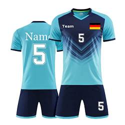 Alpinista personalisiertes Fußballtrikot mit Namensnummer Logo für Kinder Erwachsene Männer Frauen Personalisierte Fußballshirt und Short (Light Bule) von Alpinista