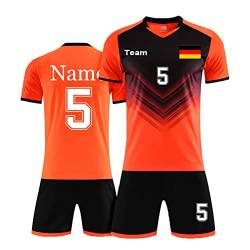 Alpinista personalisiertes Fußballtrikot mit Namensnummer Logo für Kinder Erwachsene Männer Frauen Personalisierte Fußballshirt und Short (orange) von Alpinista