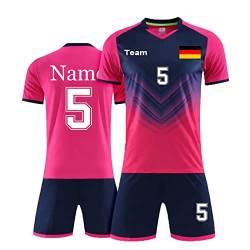 Alpinista personalisiertes Fußballtrikot mit Namensnummer Logo für Kinder Erwachsene Männer Frauen Personalisierte Fußballshirt und Short (pink) von Alpinista