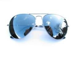 Alpland Sonnenbrille Pilotenbrille - große Gläser komplett silber gespiegelt von Alpland