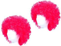 2er Set Afro Perücke Pink Mega Funky Party XXL Afroperücke Damen Fasching Karneval 80er Jahre Style Outfit - Top Qualität von Alsino