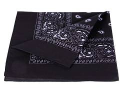 Alsino Bandana Stirnband Rockabilly Durag-Muster Herren-Stirnband - 53 cm x 53 cm 100% Baumwolle, Farbe wählen:Pailsey schwarz-weiß von Alsino