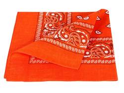 Alsino Bandana Stirnband Rockabilly Durag-Muster Herren-Stirnband - 53 cm x 53 cm 100% Baumwolle, Farbe wählen:Paisley orange von Alsino