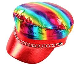 Alsino Kappe Cap Regenbogen LGBT Mütze Gay 80er Karneval Fasching Party Metallic Look Unisex One Size KH-310 von Alsino