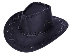 Alsino Kinder Cowboyhut in schwarz Westernhut Jungen Mädchen Cowboy Kostüm Karneval Wildleder Optik 06a von Alsino