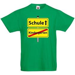 Alsino Kinder T-Shirt Einschulung Schulanfang - 100% Baumwolle, Kelly Green, Größe 128 von Alsino