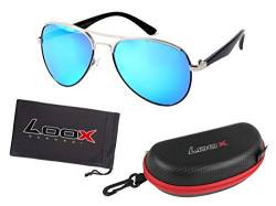 Alsino LOOX Pilotenbrille Sonnenbrille Vintage große Gläser Herren Damen Retro Fliegerbrille Modell Miami 110, Variante wählen:LOOX-110 blau von Alsino