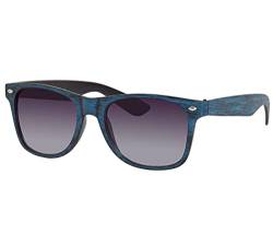 Alsino Nerd Sonnenbrille Wood Style Nerdbrille Damen Herren Holzoptik Hornbrille Holzdesign, (blau) von Alsino