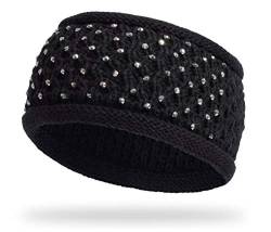 Alsino Stirnband für Damen Winter Glitzer Ohrenwärmer Haarband Glitter Winter Retro Mädchen Kopfband Geflochten Kinder Ohrenschützer Vintage (schwarz Strasssteine) von Alsino