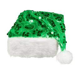 Alsino Weihnachtsmütze Nikolausmütze mit Pailletten & Bommel Erwachsene Herren Damen Weihnachtsmannmütze Glitzer Glitter Santa Mütze Weihnachtsfeier Geschenkidee, Farbe wählen:grün von Alsino