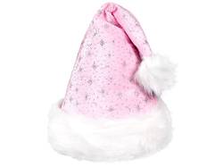 Alsino Weihnachtsmütze Santa Hat Erwachsene Nikolausmützen Weihnachtsmann Mützen kuschelweich mit Bommel, Rosa Glitzer von Alsino