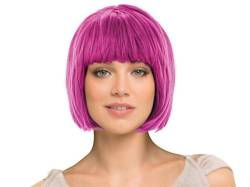 Bob Perücke mit Pony für Karneval Fasching Wig Cabaret Kurzhaar Pagenkopf glatt (fuchsia) von Alsino