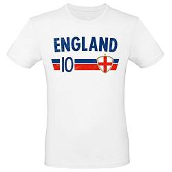 EM Fan Shirt England Europameisterschaft 100% Baumwolle T-Shirt Rundhals Fanartikel Alle Größen Herren Damen Fan-Shirt, Größe wählen:XXL, Land wählen:England von Alsino