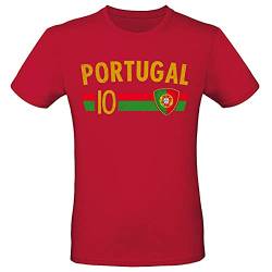 EM Fan Shirt Portugal Europameisterschaft 100% Baumwolle T-Shirt Rundhals Fanartikel Alle Größen Herren Damen Fan-Shirt, Größe wählen:M, Land wählen:Portugal von Alsino