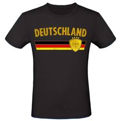 EM WM Fan Shirt Deutschland T-Shirt Fanartikel Herren Damen Fan-Shirt, Größe wählen:L, Land wählen:Deutschland - schwarz Gold von Alsino