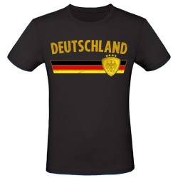 EM WM Fan Shirt Deutschland T-Shirt Fanartikel Herren Damen Fan-Shirt, Größe wählen:S, Land wählen:Deutschland - schwarz Gold von Alsino
