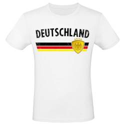 EM WM Fan Shirt DeutschlandRund T-Shirt Fanartikel Herren Damen Fan-Shirt, Größe wählen:XL, Land wählen:Deutschland - schwarz weiß von Alsino