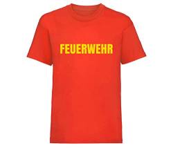 Feuerwehr T-Shirt Kinder Feuerwehrmann Shirt Premium Qualität Rundhals 100% Baumwolle, Farbe: Rot, Maschinenwäsche bei 30 Grad, Größe: 116 von Alsino