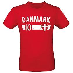 Fußball WM EM T-Shirt Fan Artikel Weltmeisterschaft Nationalmannschaft Europameisterschaft Fanartikel Fan-Trikot Herren Damen Fan Shirt, L, Dänemark von Alsino